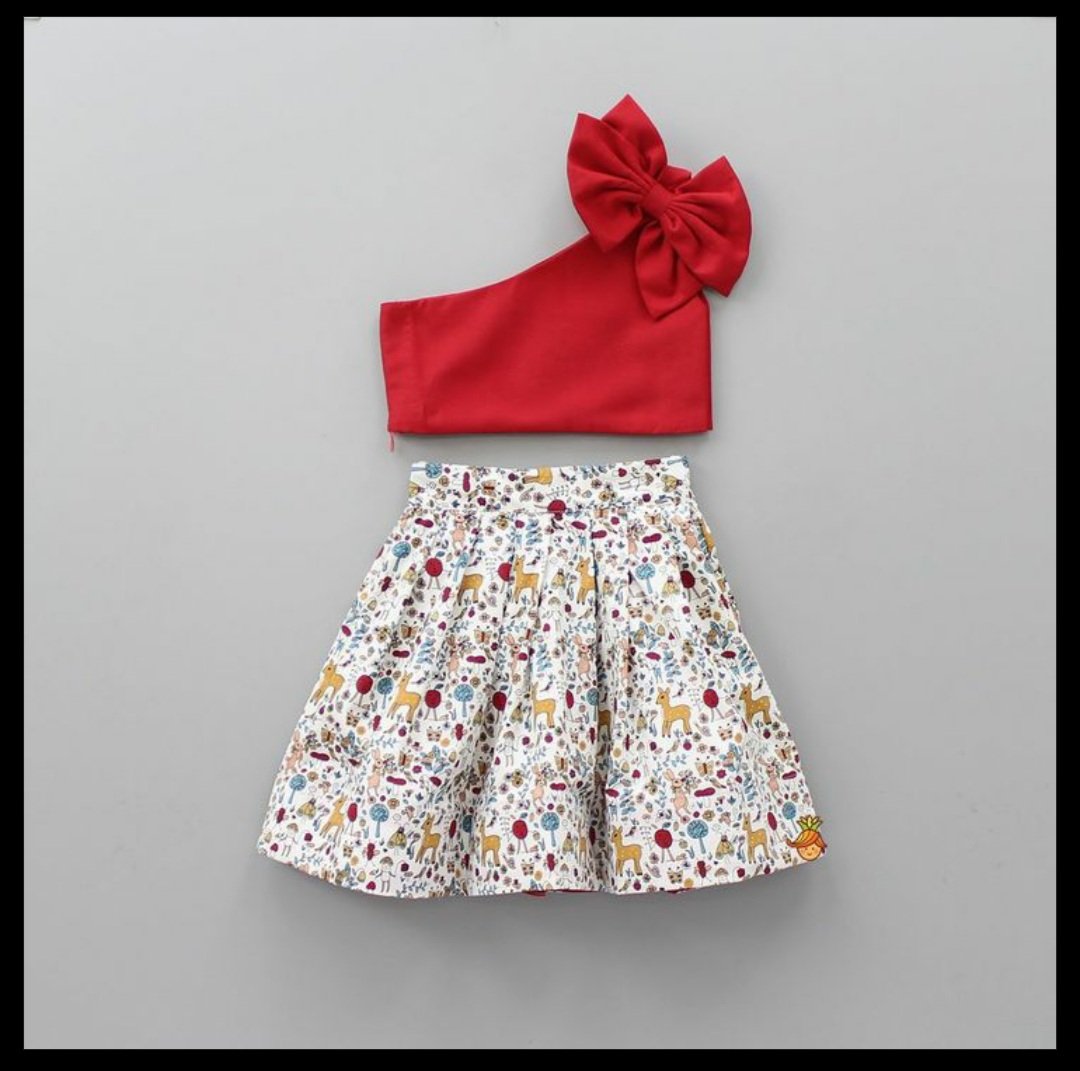 Buy Peach Pleated Georgette Print Dress for Girls Online